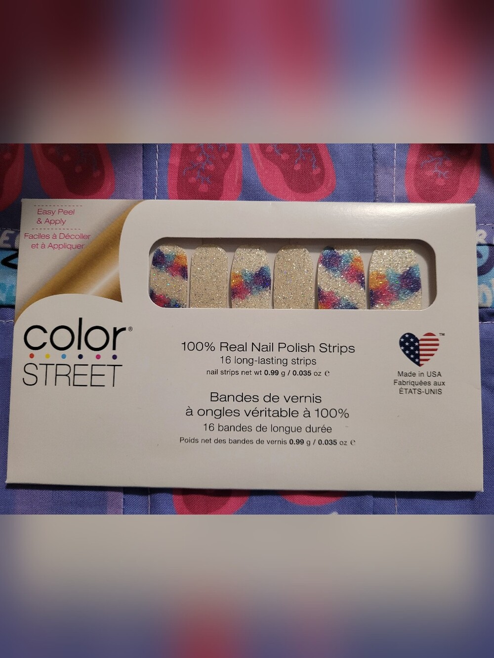 Color Street Glitter Cream Nail Strips with Multicolor Paint Color Accents